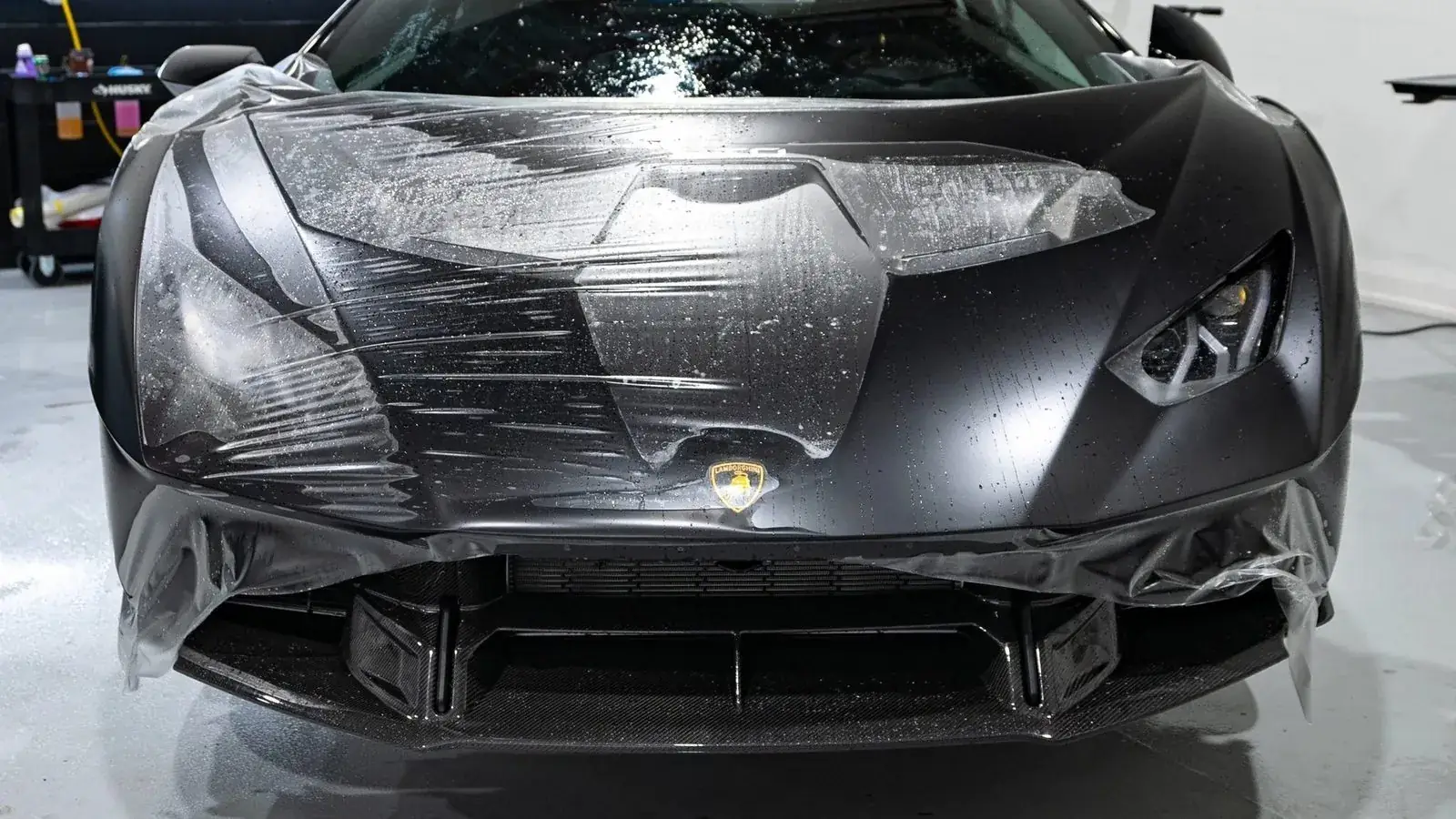 Black Lamborghini with XPEL paint protection film (PPF)
