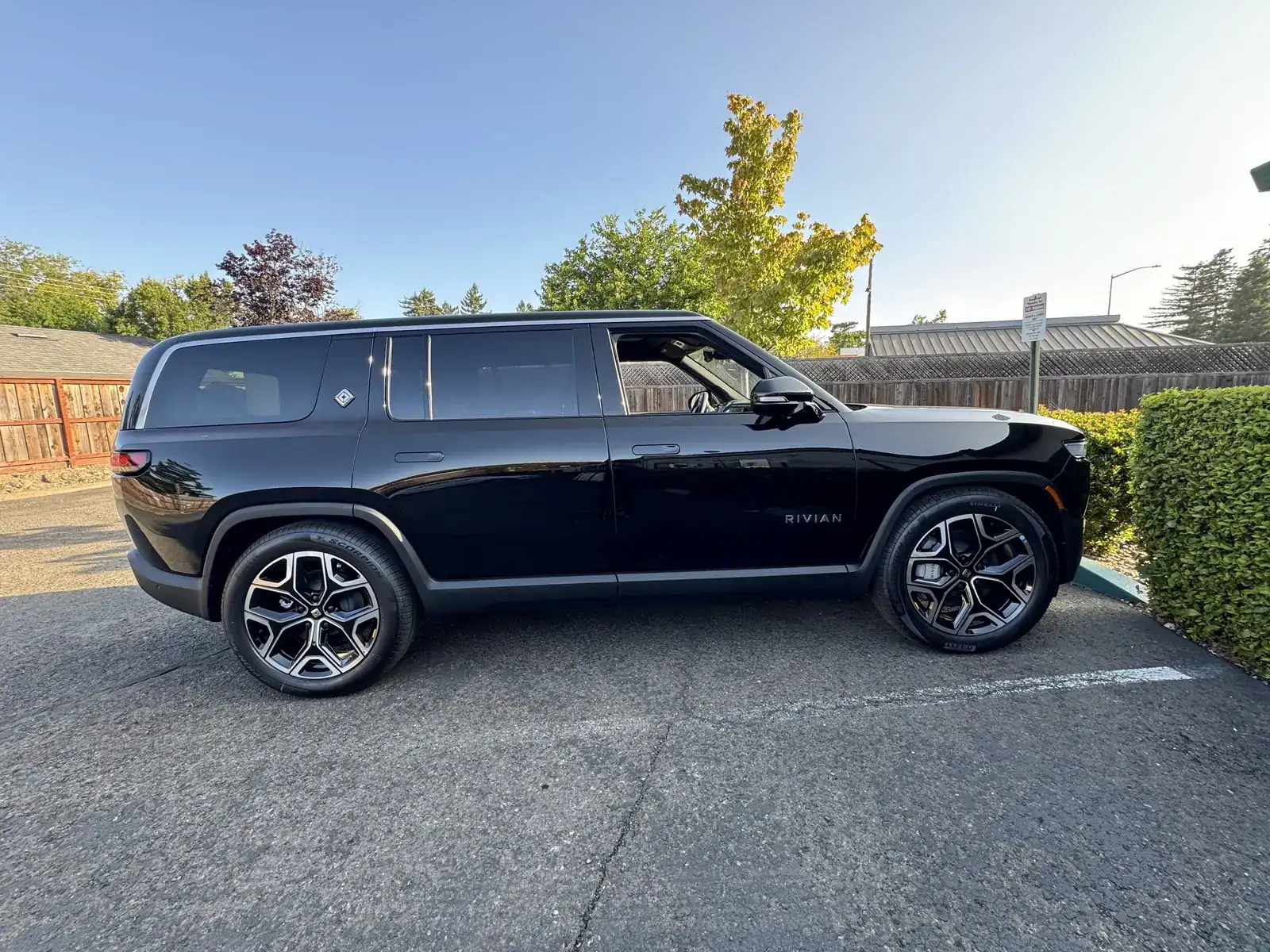 Black Rivian R1S from the side, the three-row SUV we tint with XPEL nano-ceramic film in North Hollywood